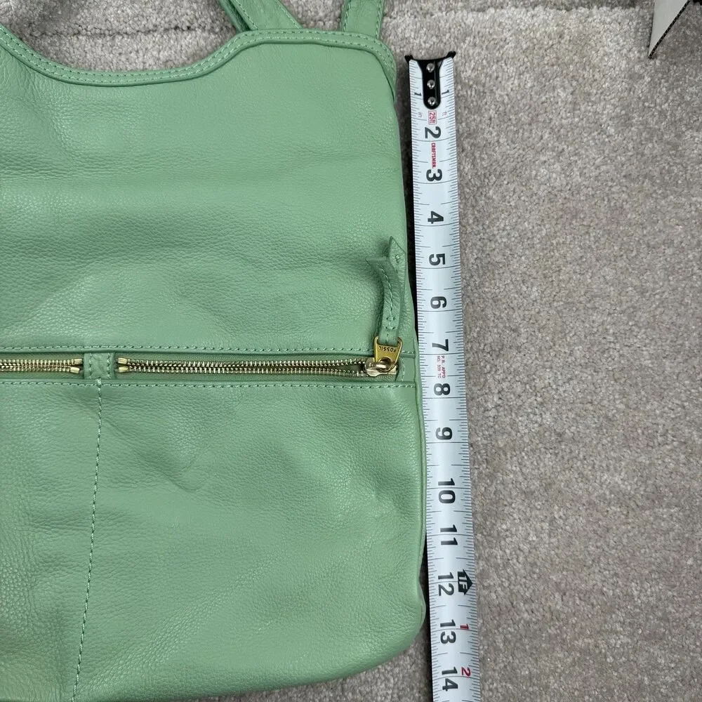 Fossil Erin Foldover Leather Tote Crossbody Bag Teal‎ green